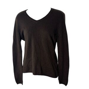 Charter club cashmere 2 ply medium women’s v neck sweater chocolate brown